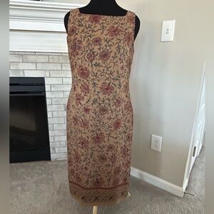 Lauren Floral Dress in Tan and Red